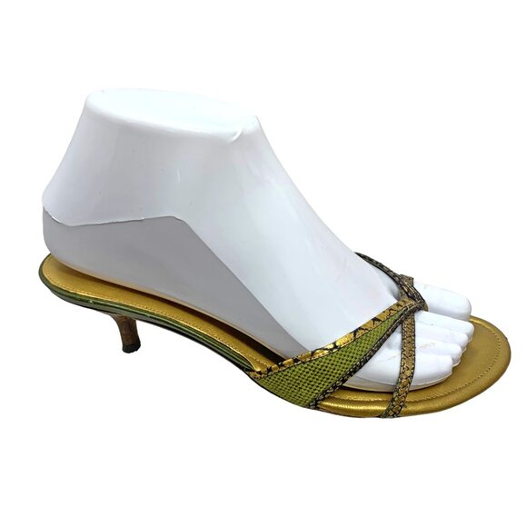 Cole Haan D16764 Metallic Leather Thong Kitten Heel Slides - Picture 4 of 10